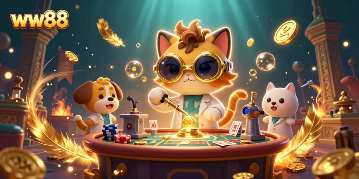 Experience thrilling gameplay at WW88 with a vivid casino scene including gold coins and dramatic effects.