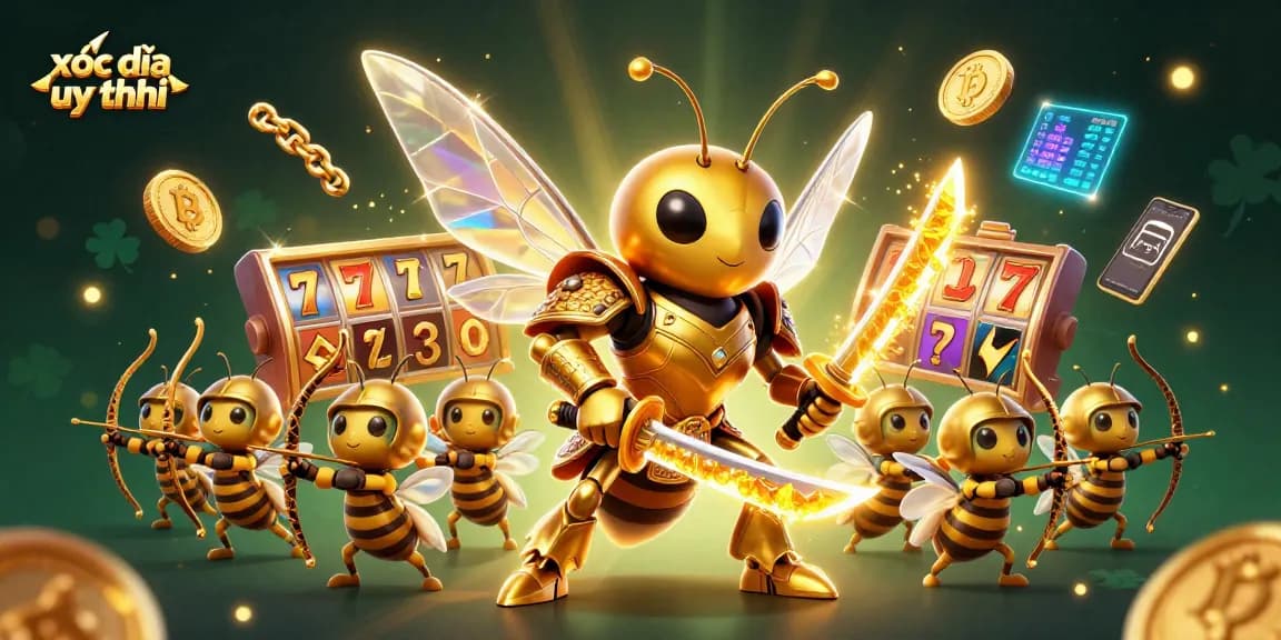 Experience thrilling xóc đĩa uy tín with dynamic 3D illustration featuring an energetic scene and engaging game elements.