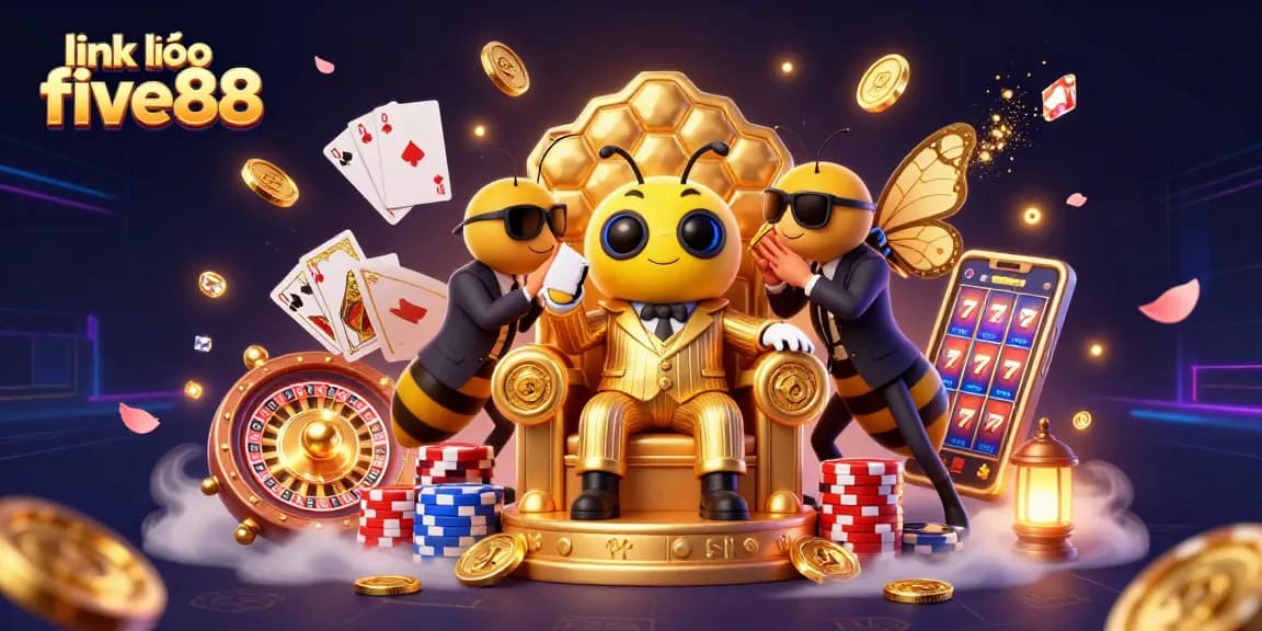 Experience excitement with link vào five88's dynamic 3D casino scene featuring vibrant characters and game elements.