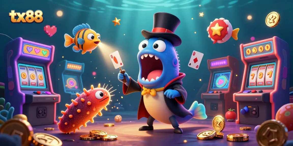 Engage in exciting tx88 casino magic with colorful elements and vibrant characters in a dynamic scene.