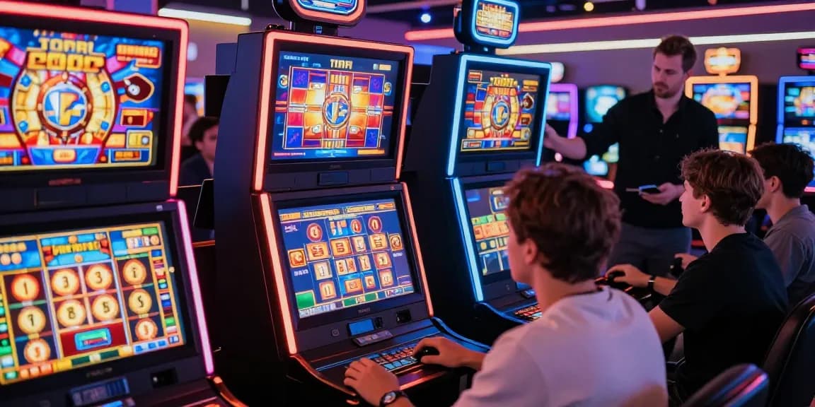 Players engaging with slot games in a lively online casino environment.