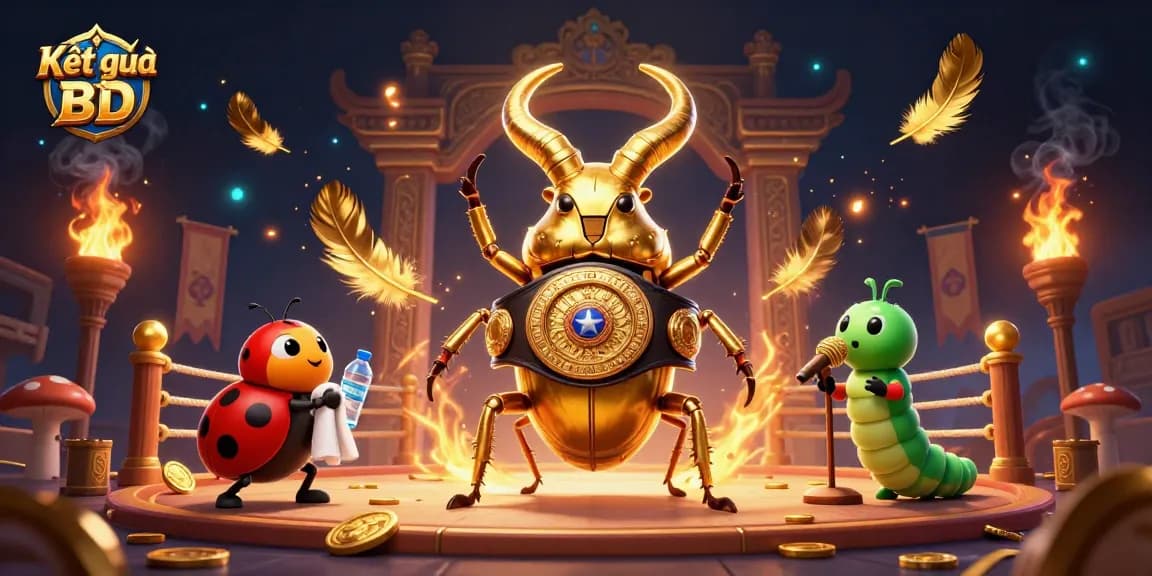 Kết quả BĐ displays exciting matches with vibrant insect characters and dynamic gaming elements.