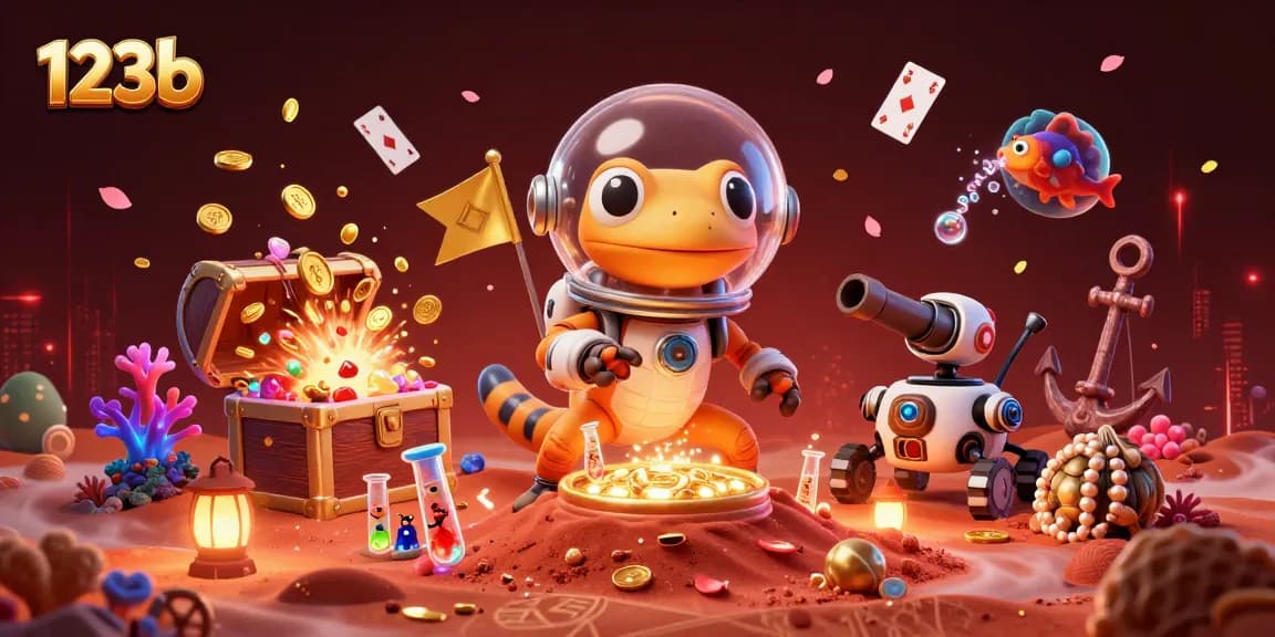 Experience thrilling wins at 123b's vibrant casino with dynamic 3D characters and game elements.