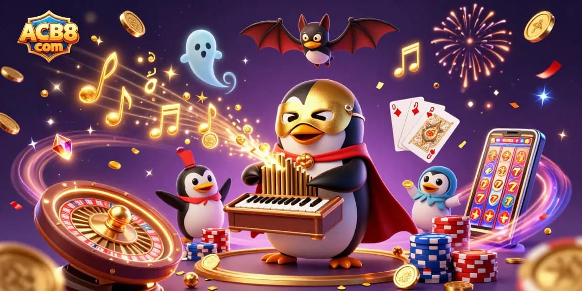 Experience ACB8 com's vibrant online casino scene with cascading golden coins, dynamic game elements, and rich visuals.