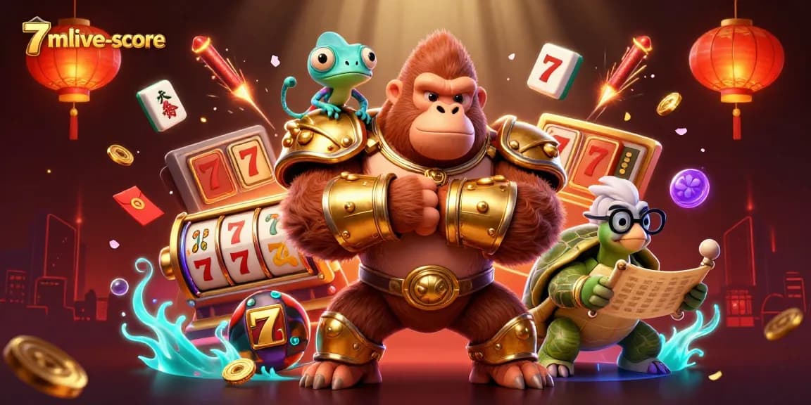 Experience thrilling gambling adventures with the engaging 7mlive-score scene featuring animated characters and dynamic game elements.