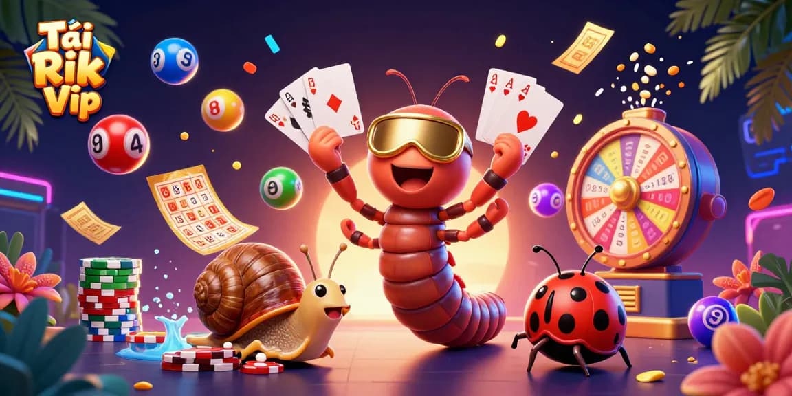 Experience the excitement of Tải Rik Vip with vibrant 3D characters and dynamic casino elements.