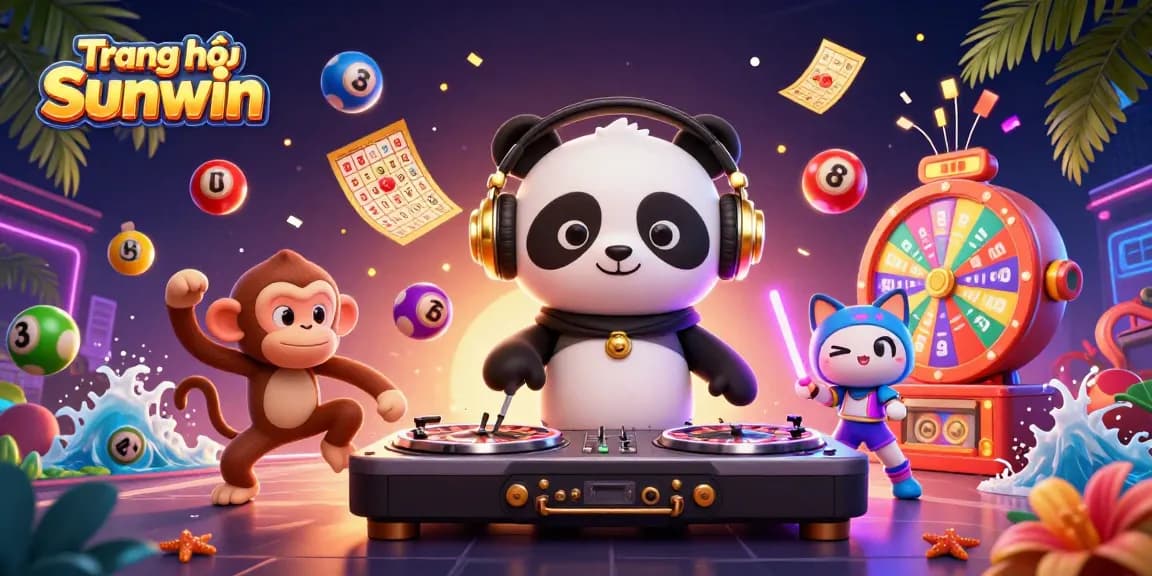 Engage with exciting moments at Trang chủ Sunwin as the DJ panda spins vibrant games in a festive casino scene.