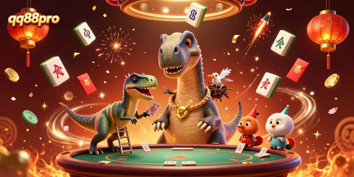 Experience the vibrant world of qq88pro with dynamic casino elements and characters in a festive atmosphere.