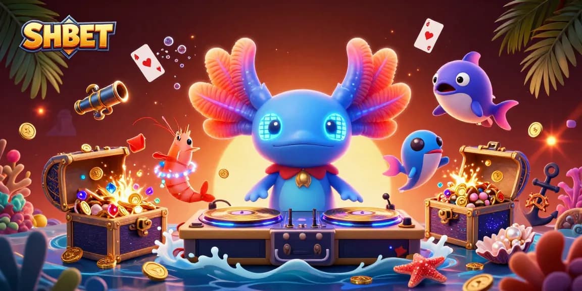 Experience SHBET's thrilling underwater DJ party with vibrant characters and casino elements!