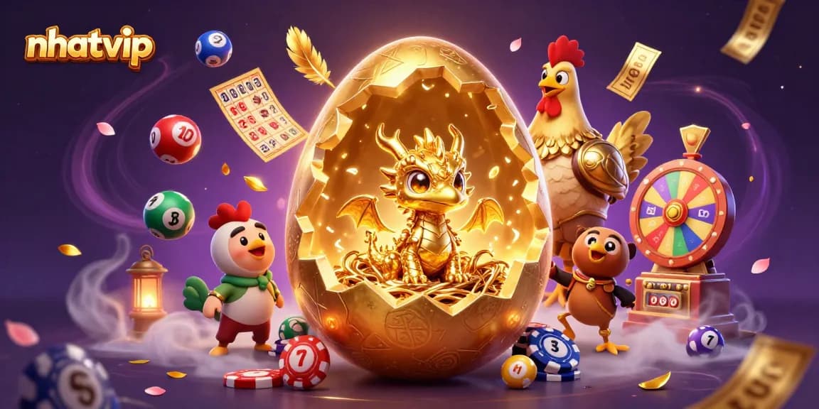 Experience the excitement of gambling with Nhatvip's golden dragon and vibrant game elements!