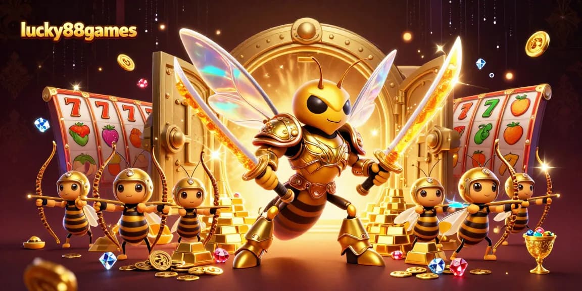 Experience thrilling wins at lucky88games with a dazzling casino scene filled with gold and excitement.