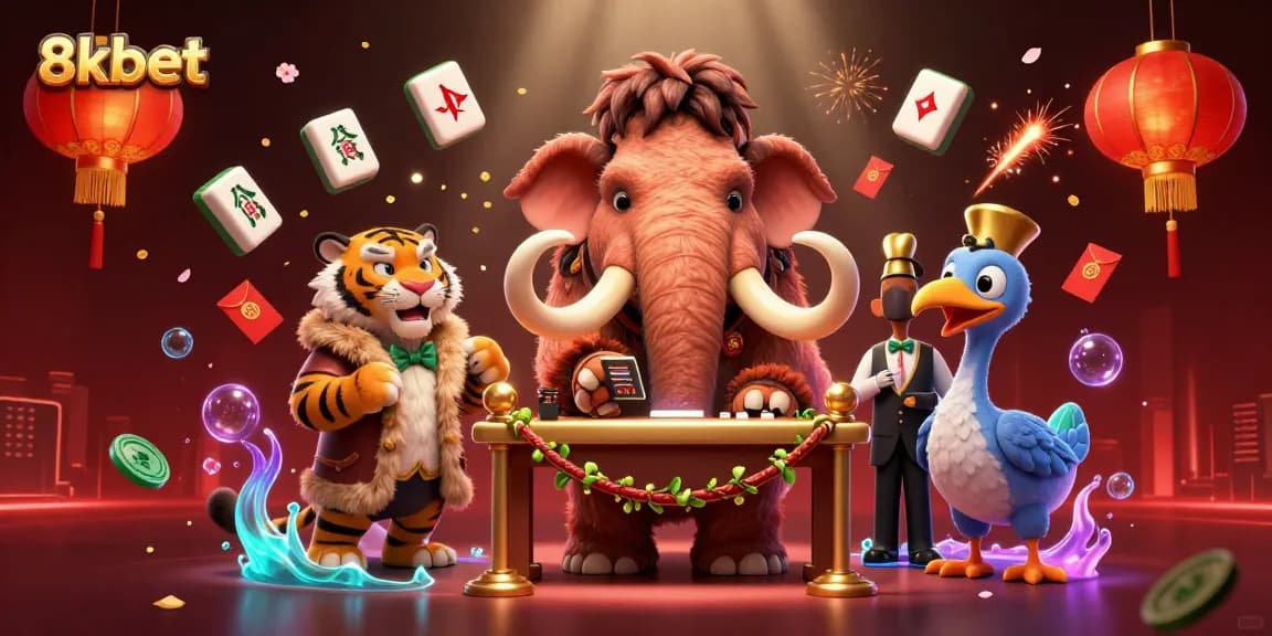 Experience the excitement of 8xbet with a vibrant 3D casino scene featuring unique characters.