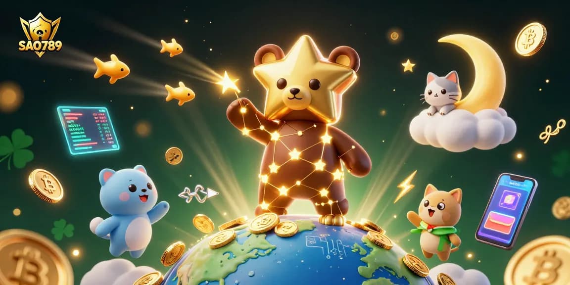 Play exciting games and win coins at SAO789 with this vibrant 3D casino illustration.