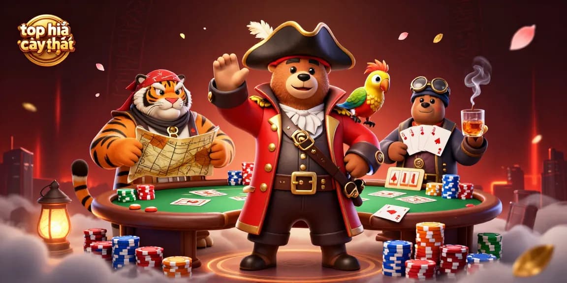 Engage with top nhà cái uy tín in a vibrant 3D casino scene featuring animated characters and rich gaming elements.