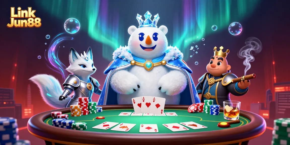 Engage with Link Jun88's thrilling online casino experience featuring dynamic poker action and vibrant characters.