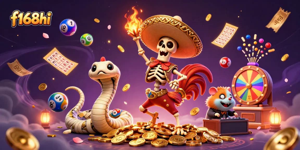 Engage in thrilling gameplay with f168hi's colorful casino world featuring vibrant characters.