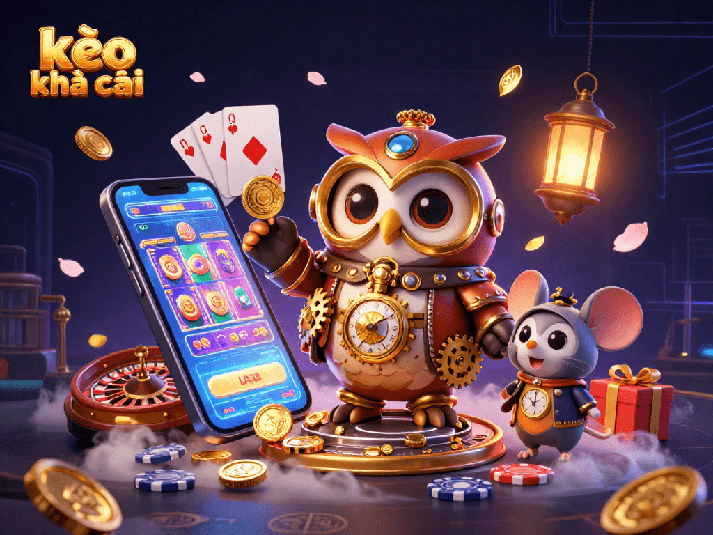 Engage with kèo nhà cái while enjoying a vibrant 3D casino scene full of excitement.