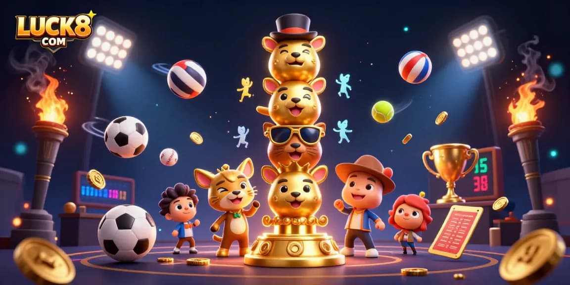 Experience an exciting game atmosphere with LUCK8 COM featuring dynamic sports elements and gold-rich visuals.