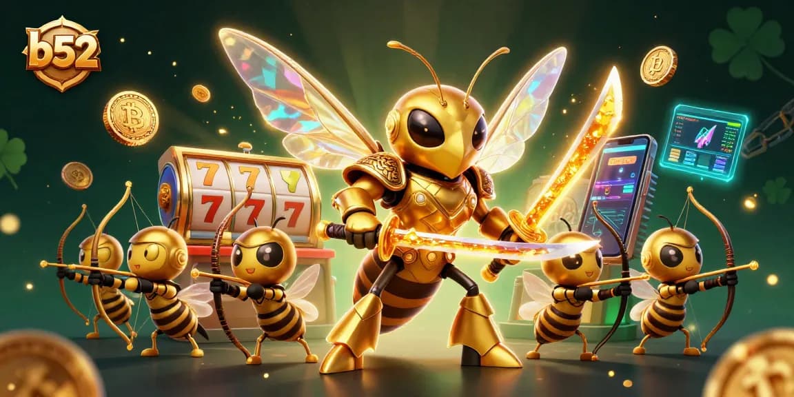 Engage in thrilling games at b52, featuring a lively 3D cartoon scene with unique elements.