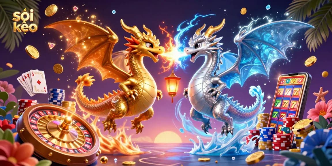 Experience exciting soi kèo action with dynamic dragons amidst stunning gambling elements.