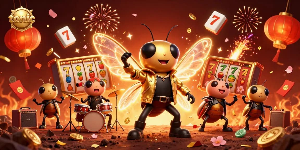 Join the thrilling casino adventure with tonic as the cicada rock star leads a mesmerizing performance amid vibrant games and lights.