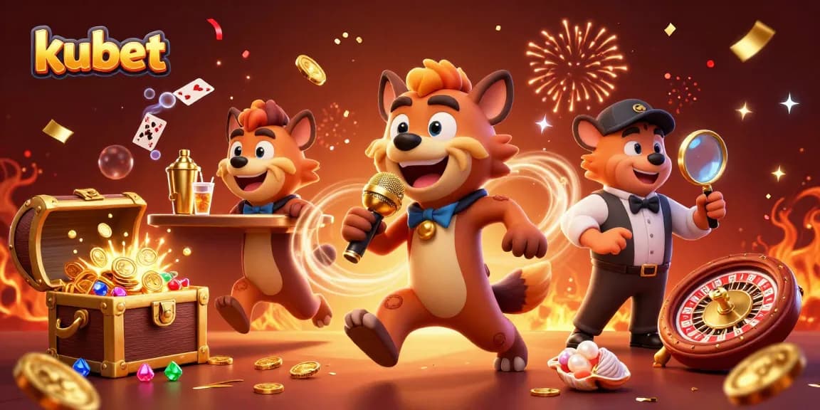 kubet participants enjoy thrilling casino games amid vibrant 3D cartoon hyenas engaging with lively elements