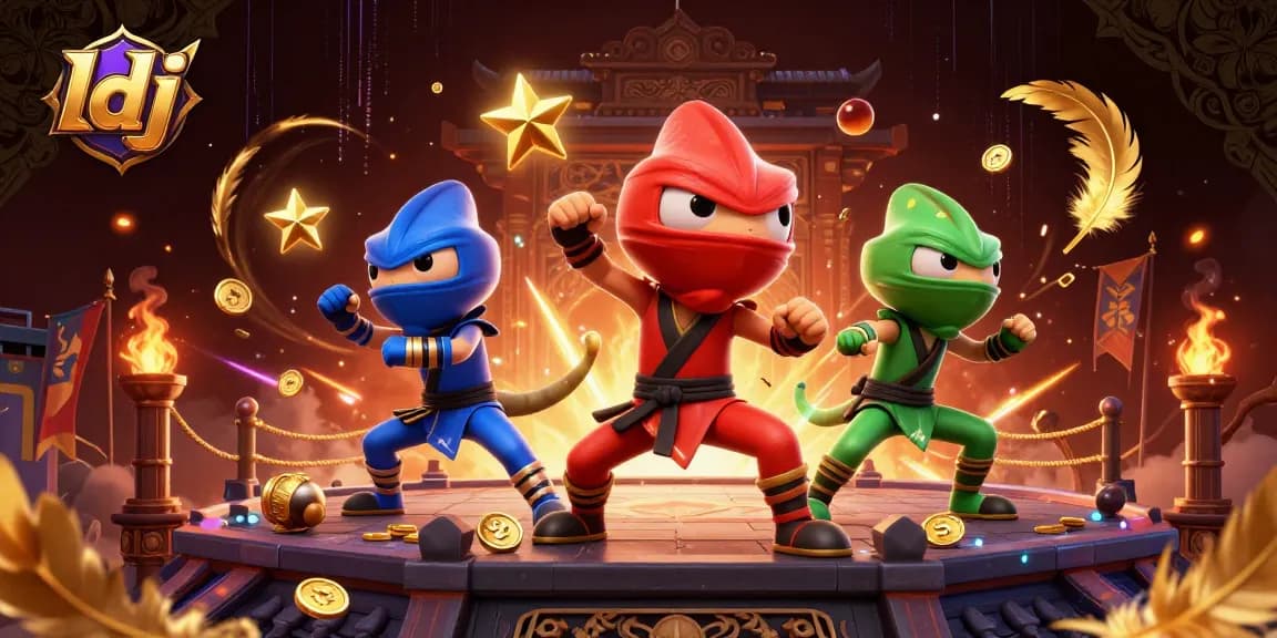 Experience the excitement of ldj with synchronized ninja chameleons amidst golden casino elements.