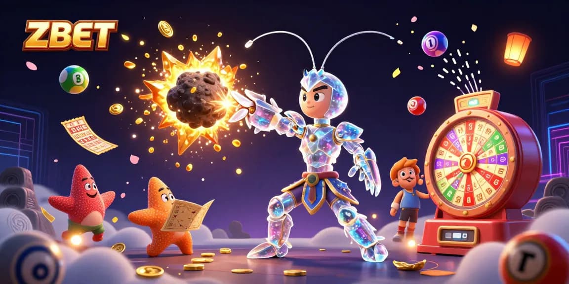 Experience thrilling adventures with ZBET's top gambling action in a vibrant, cartoon-inspired scene.