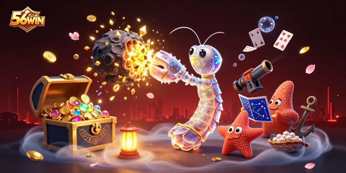Engage in thrilling gaming experiences at 56WIN with action-packed casino adventures featuring vibrant characters.