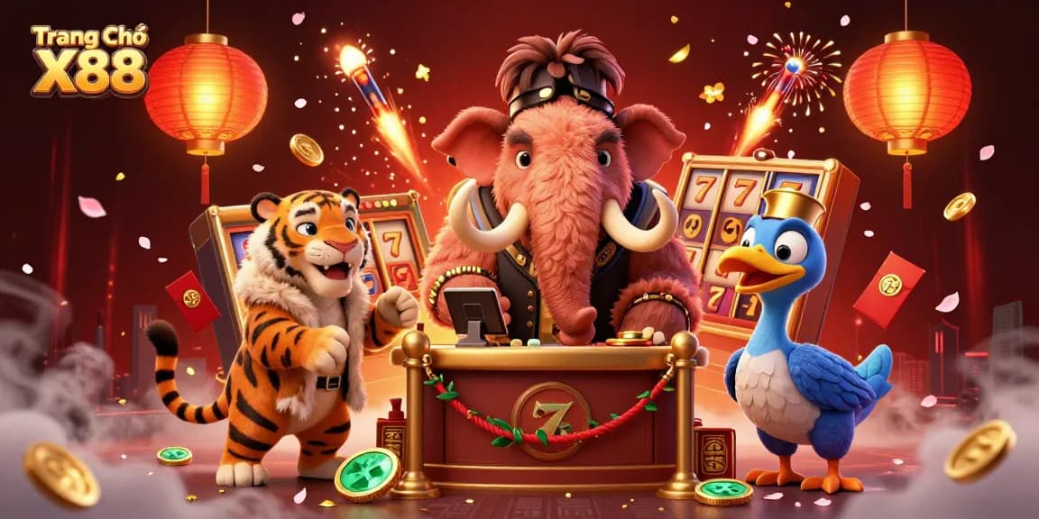 Experience thrilling action on Trang Chủ X88 with our engaging 3D illustration showcasing a vibrant casino atmosphere and exciting game elements.