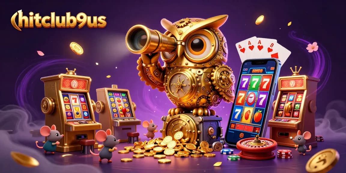 Engage with hitclub9us by exploring vibrant slot games and dynamic casino elements in a captivating 3D illustration.