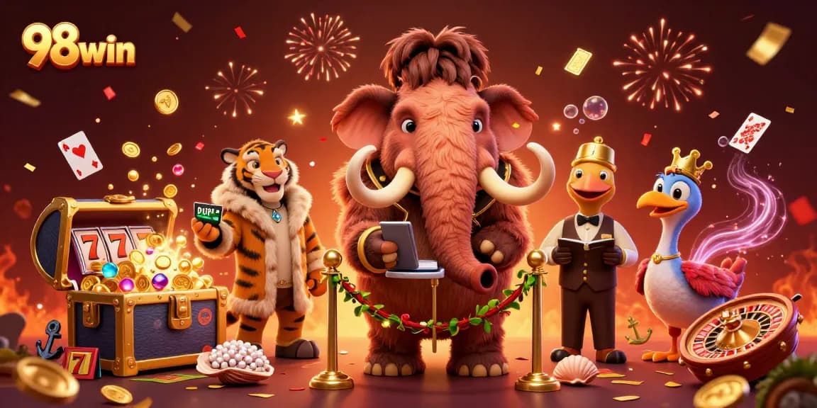 Experience thrilling gameplay at 98win with a vibrant casino scene featuring exciting game elements.