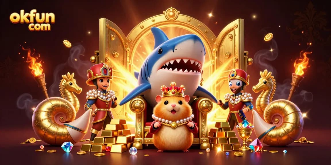 Experience winning on okfun com with vibrant 3D casino scene featuring treasure and excitement.