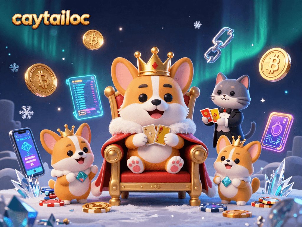 Experience caytailoc's enchantment with vibrant 3D scenes highlighting gaming excitement and royal symbols.