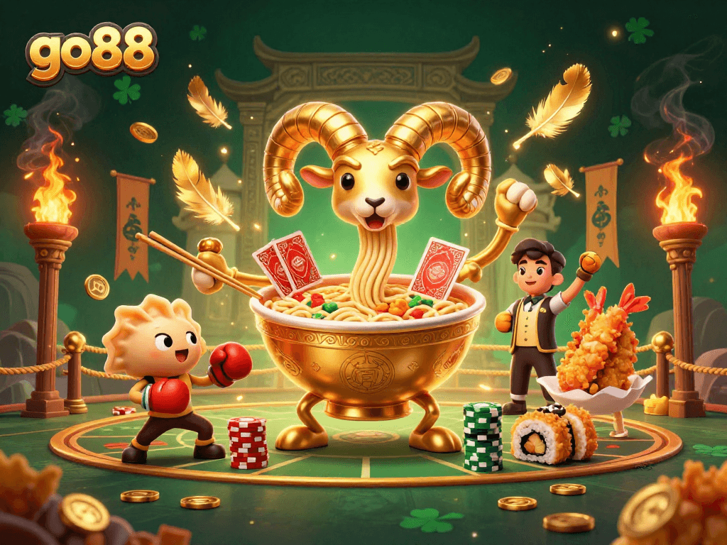 Unleash thrilling action with go88's vibrant 3D casino scene featuring exciting characters and elements.