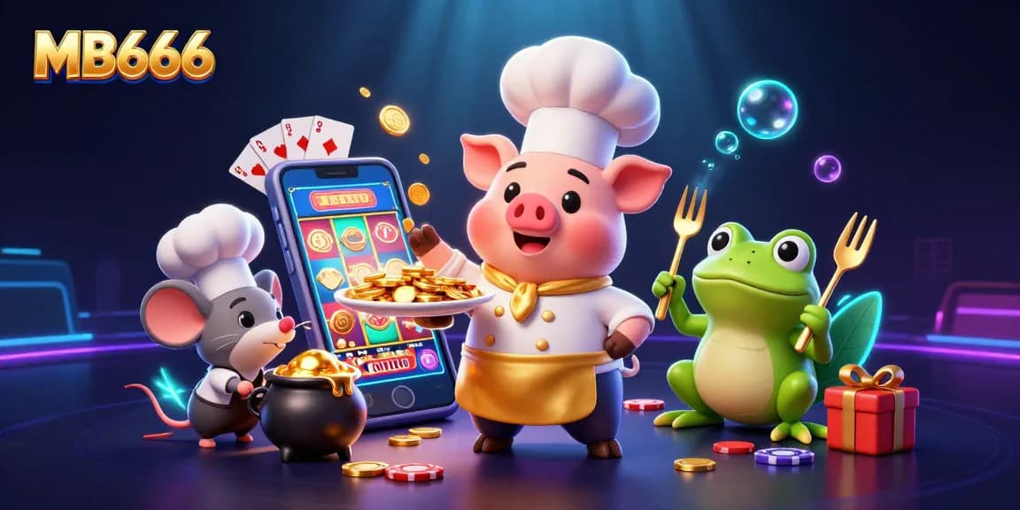 Experience thrilling wins at MB666 with games and gold coins in a vibrant 3D scene.