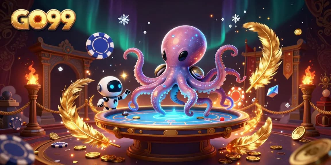 Join GO99's thrilling gameplay with a vibrant 3D alien poker scene full of action!