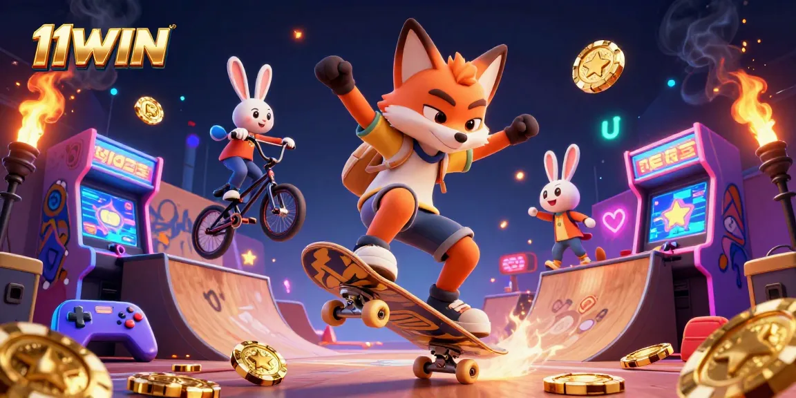 Experience 11WIN thrilling gameplay with vibrant casino elements and dynamic characters in action.