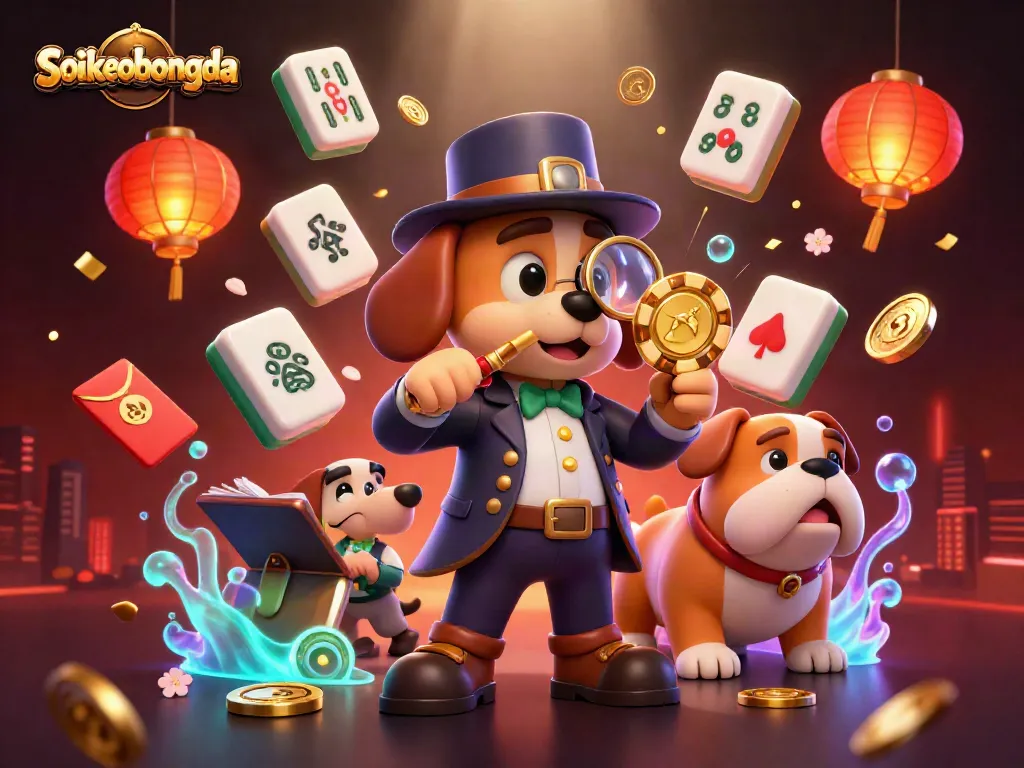 Soikeobongda's thrilling poker scene with detective characters examining a golden chip.