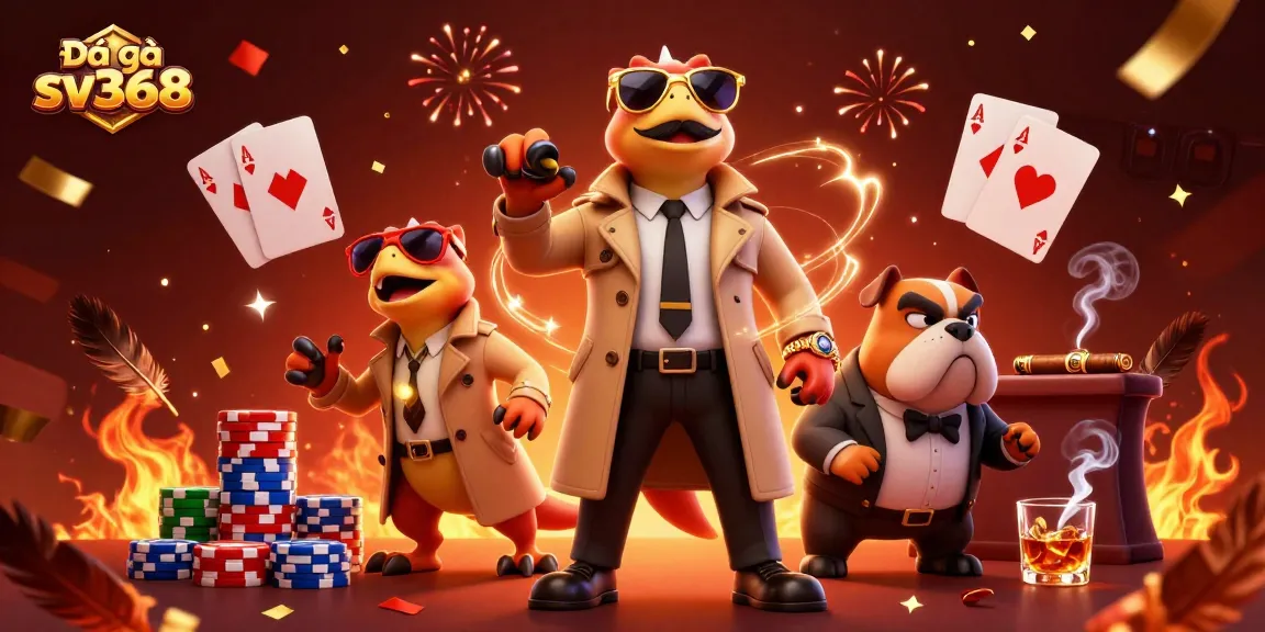 Experience exciting cockfighting at Đá gà sv368 with vibrant 3D digital characters and casino atmosphere.