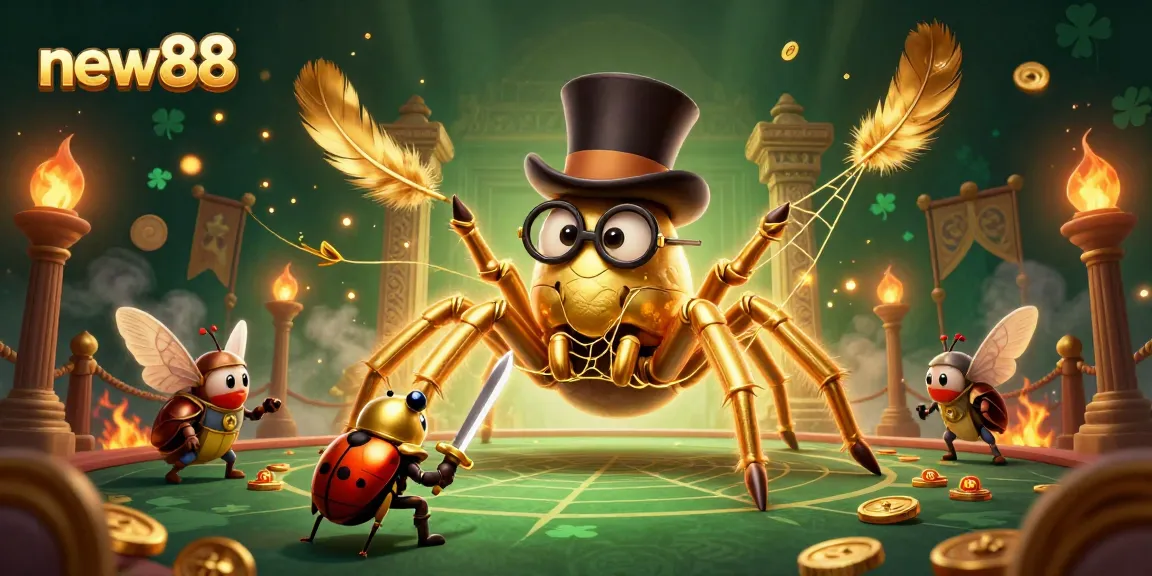 Experience the vibrant new88 gaming world with golden tarantulas and heroic beetle knights.
