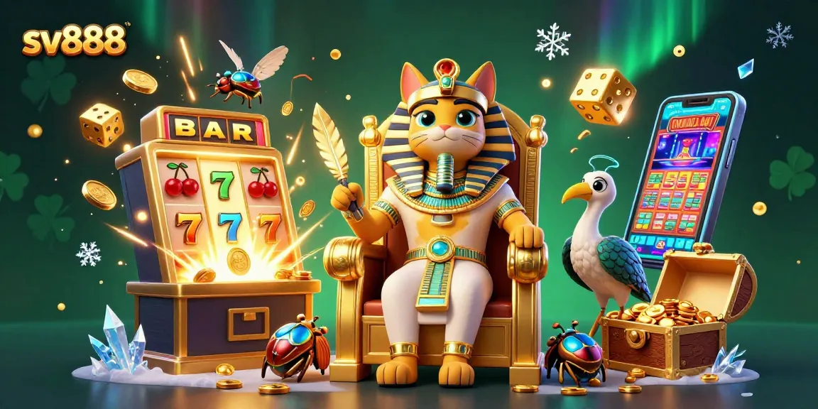 Spin the slots with sv888 in a vibrant, engaging casino themed 3D illustration bursting with excitement.