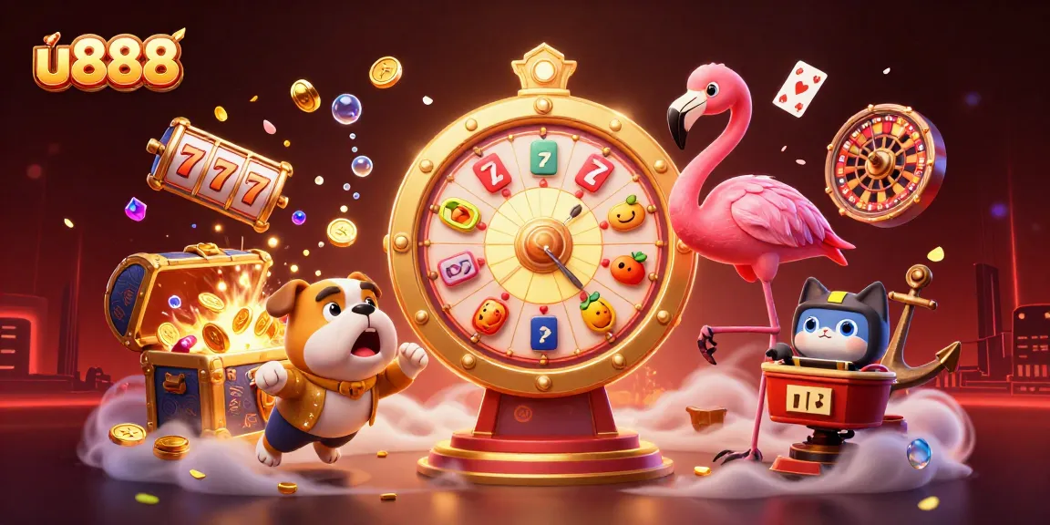 Experience thrilling gameplay at u888 with a dynamic casino scene featuring exciting prize reveals.