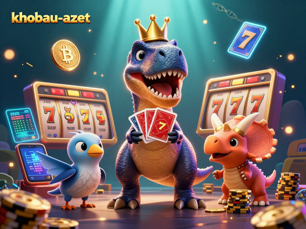 Join khobau-aztec as the T-Rex shuffles cards and the Triceratops stacks chips in this thrilling casino scene.