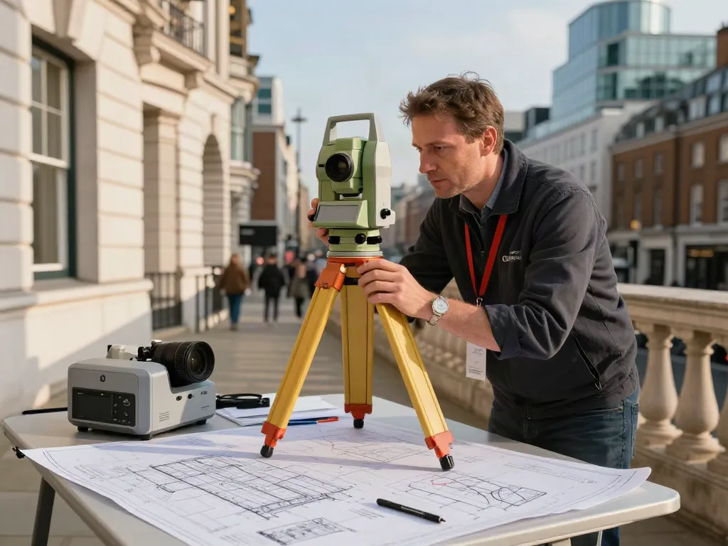 Measured Building Surveyors London using advanced technology in urban survey.
