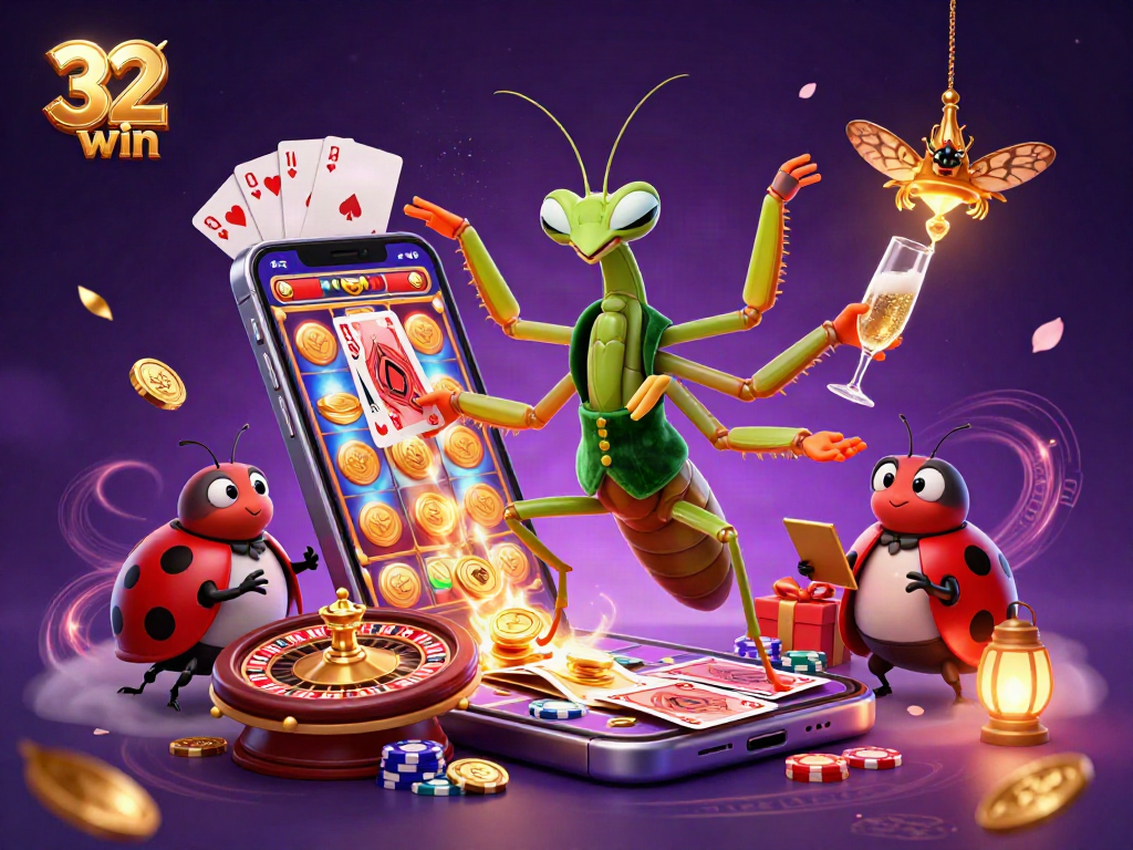 32win invites players to experience thrilling casino action amidst vibrant elements and engaging characters.