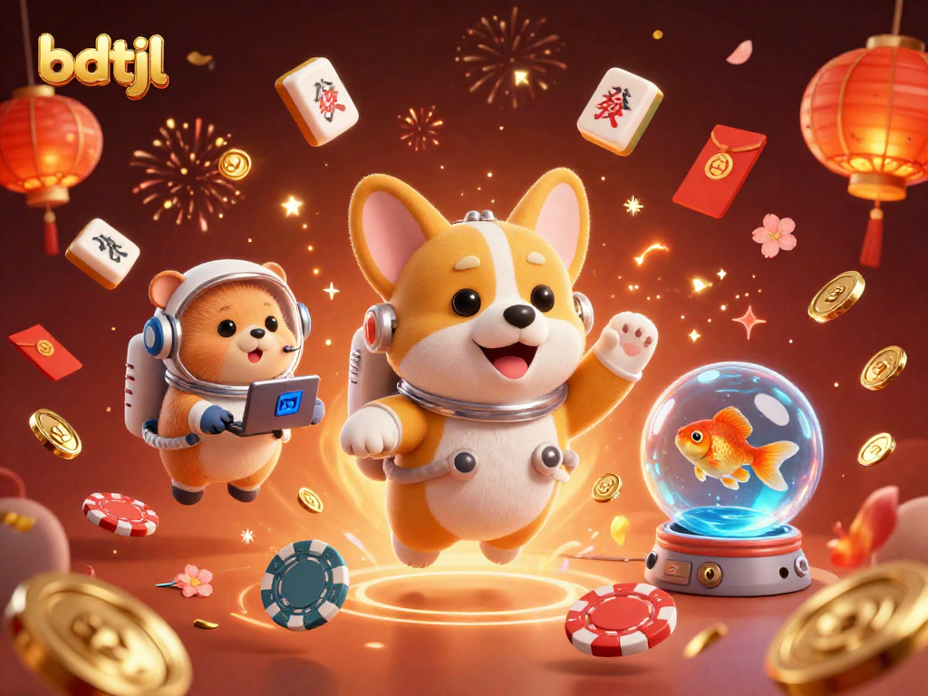 Experience thrilling casino gaming with bdtjl, featuring a corgi astronaut in a vibrant space station.