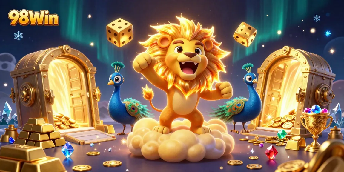 Engage with winning strategies at 98Win in a dynamic casino scene filled with gold and excitement.