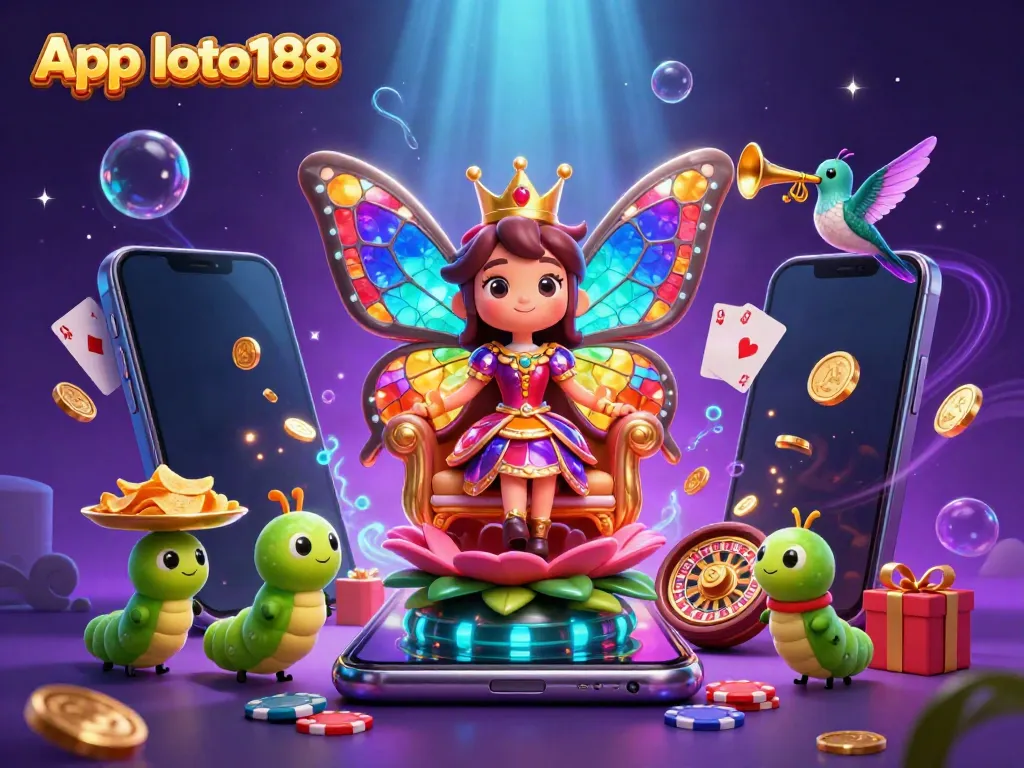 Experience the colorful App loto188 with vibrant casino scenes and games in 3D.