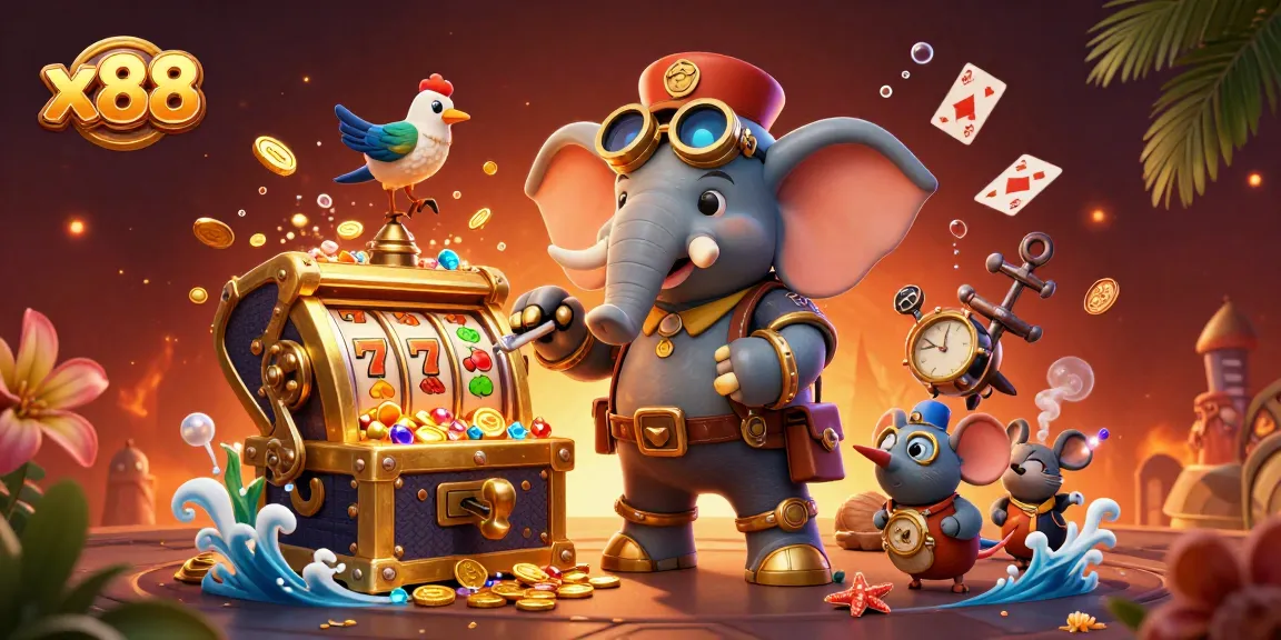 Experience thrilling games at x88 with a vibrant steampunk scene full of winnings and excitement.